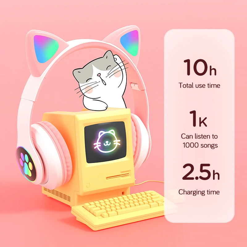 Flash Lamp Cute Cat Ears Headp - Outdoor Sport Activities For Kids 评论和价格