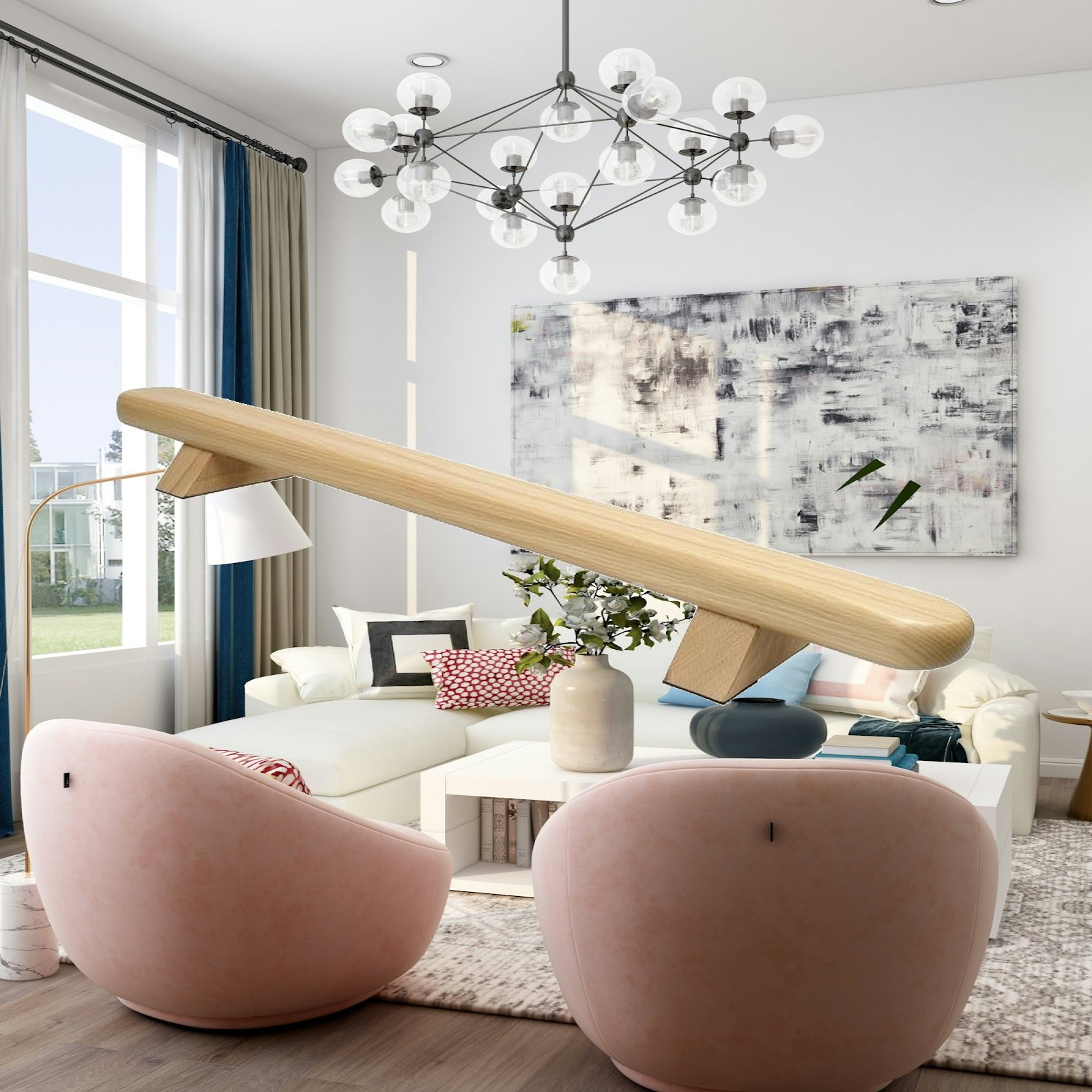 Wooden Gymnastics Bar with Rou - Gymnastic Bar Home 评论和价格